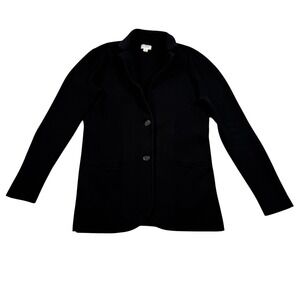 J.Crew Sweater Blazer Womens Small Black Sophie‎ Open Front Knit G9309 Jacket